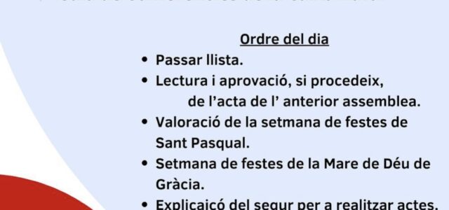 La Comissió de Penyes de Vila-real fa una crida per a la pròxima Assamblea General Ordinària