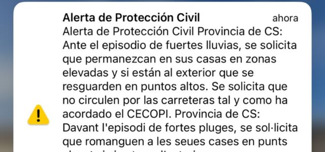 L’Ajuntament de Vila-real demana a les empreses i comerços el cessament de l’activitat laboral per l’alerta de pluges extremes