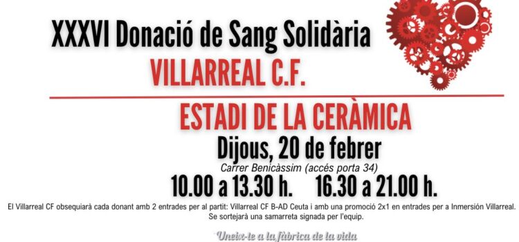 El Villarreal CF impulsa la XXXVI Donació de Sang Solidària