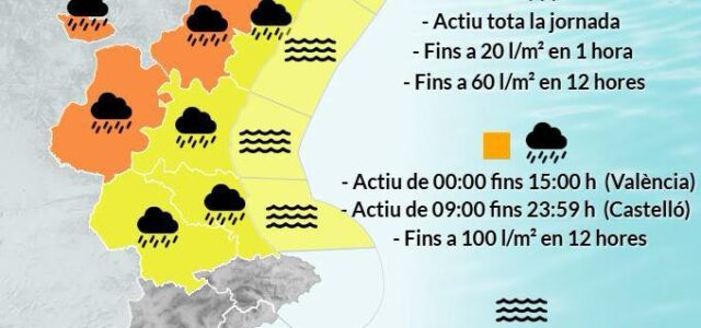 Avís per fortes pluges i temporal marítim a Vila-real