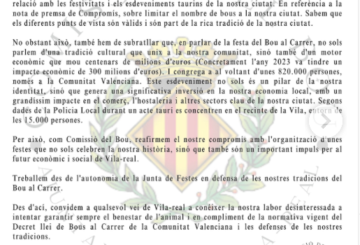 La Comissió del Bou de Vila-real planta cara a les restriccions i defensa el Bou al Carrer